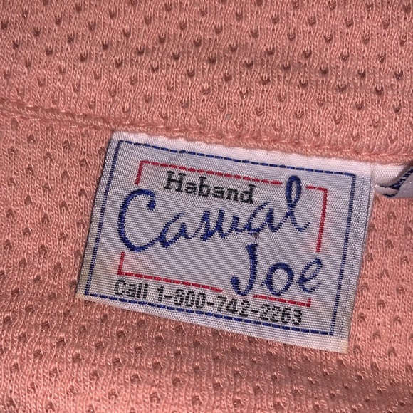 Casual Joe Haband Beige/Salmon Button-Up Short Sleeve Vintage Shirt Size Medium - Picture 8 of 8